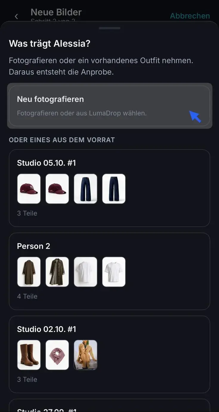 Was trägt Alessia mit Neu fotografieren und Outfits aus dem Vorrat